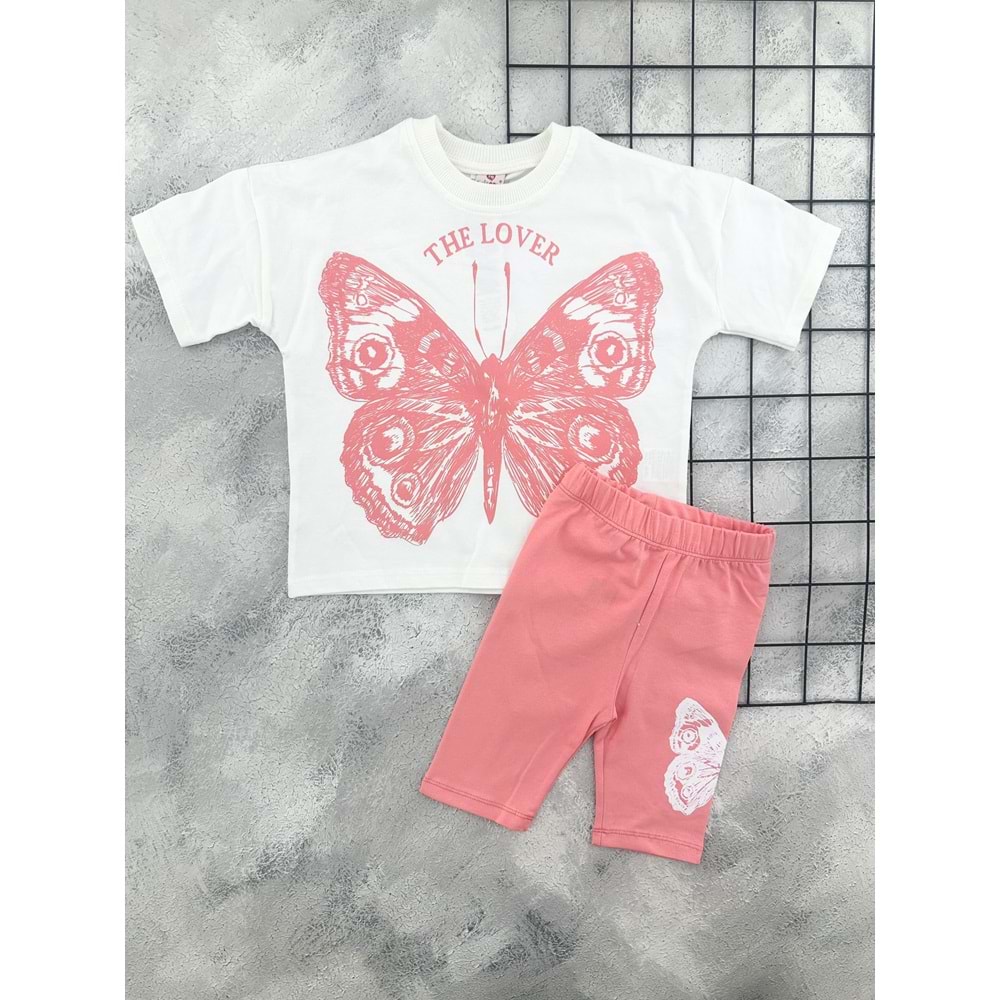 CİCİBOM 2001 KELEBEK BASKILI ŞORT TAKIM - SOMON - 1 YAŞ
