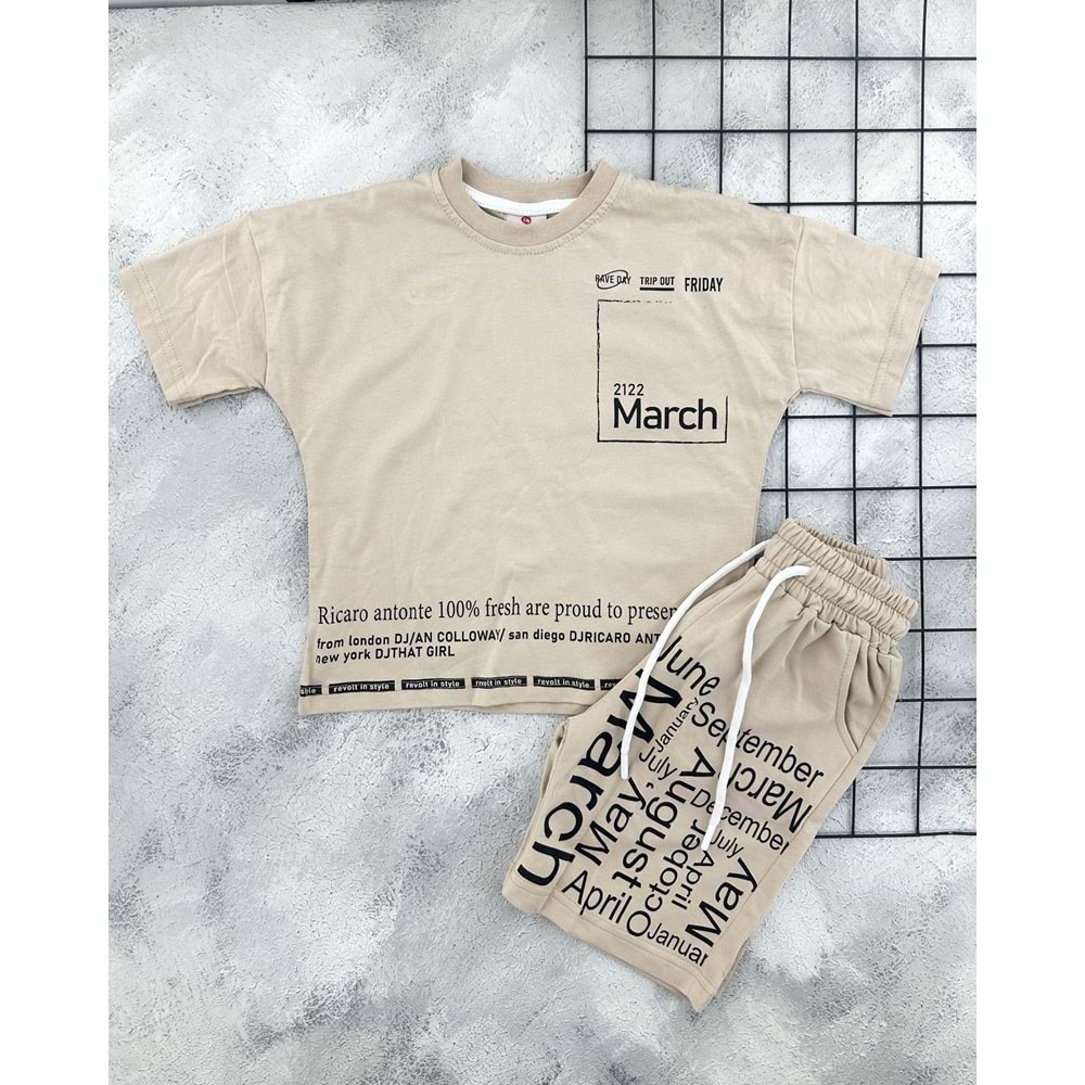 CİCİBOM 2002 MARCH BASKILI ŞORT TAKIM - BEJ - 3-4 YAŞ