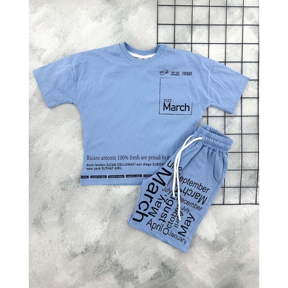 CİCİBOM 2002 MARCH BASKILI ŞORT TAKIM - MAVİ - 9-10 YAŞ