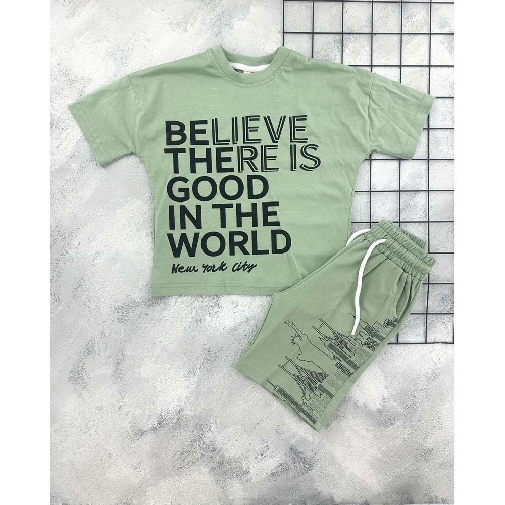 CİCİBOM 2004 YAZI BASKILI ŞORT TAKIM - YEŞİL - 9-10 YAŞ