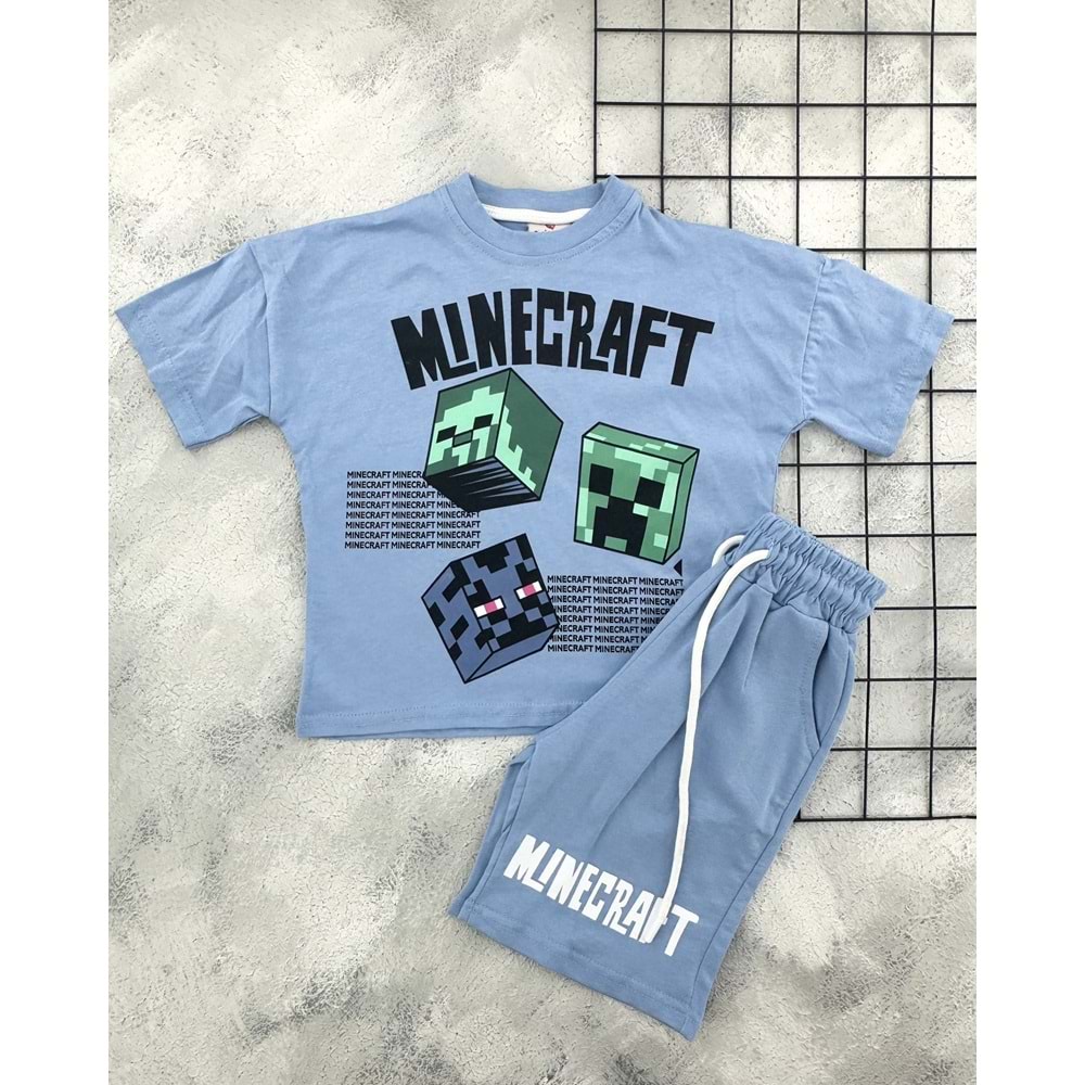 CİCİBOM 2005 MINECRAFT ŞORT TAKIM - MAVİ - 9-10 YAŞ