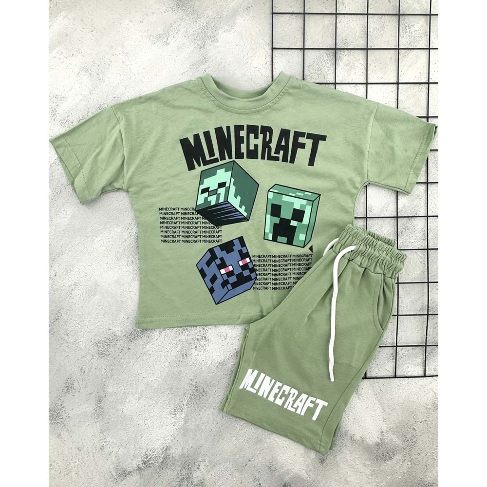 CİCİBOM 2005 MINECRAFT ŞORT TAKIM - YEŞİL - 3-4 YAŞ