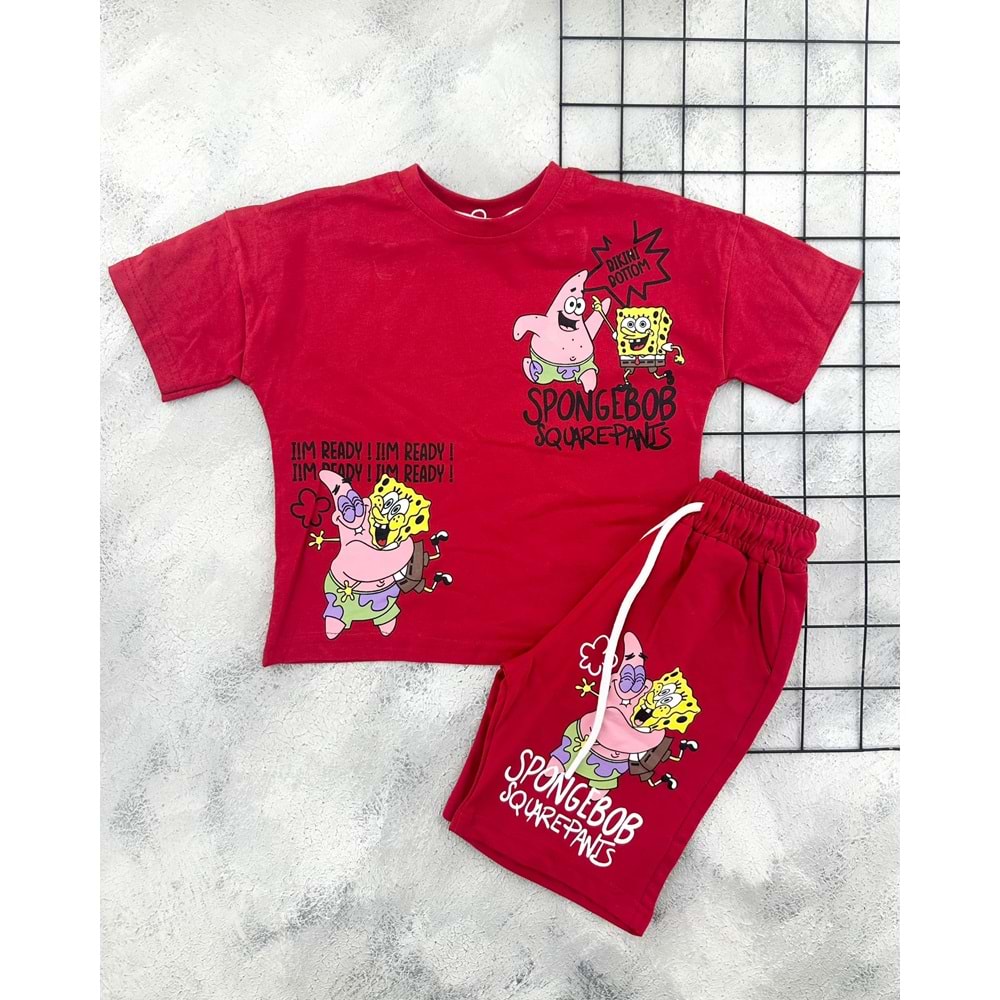 CİCİBOM 2006 SÜNGER BOB ŞORT TAKIM - KIRMIZI - 11-12 YAŞ