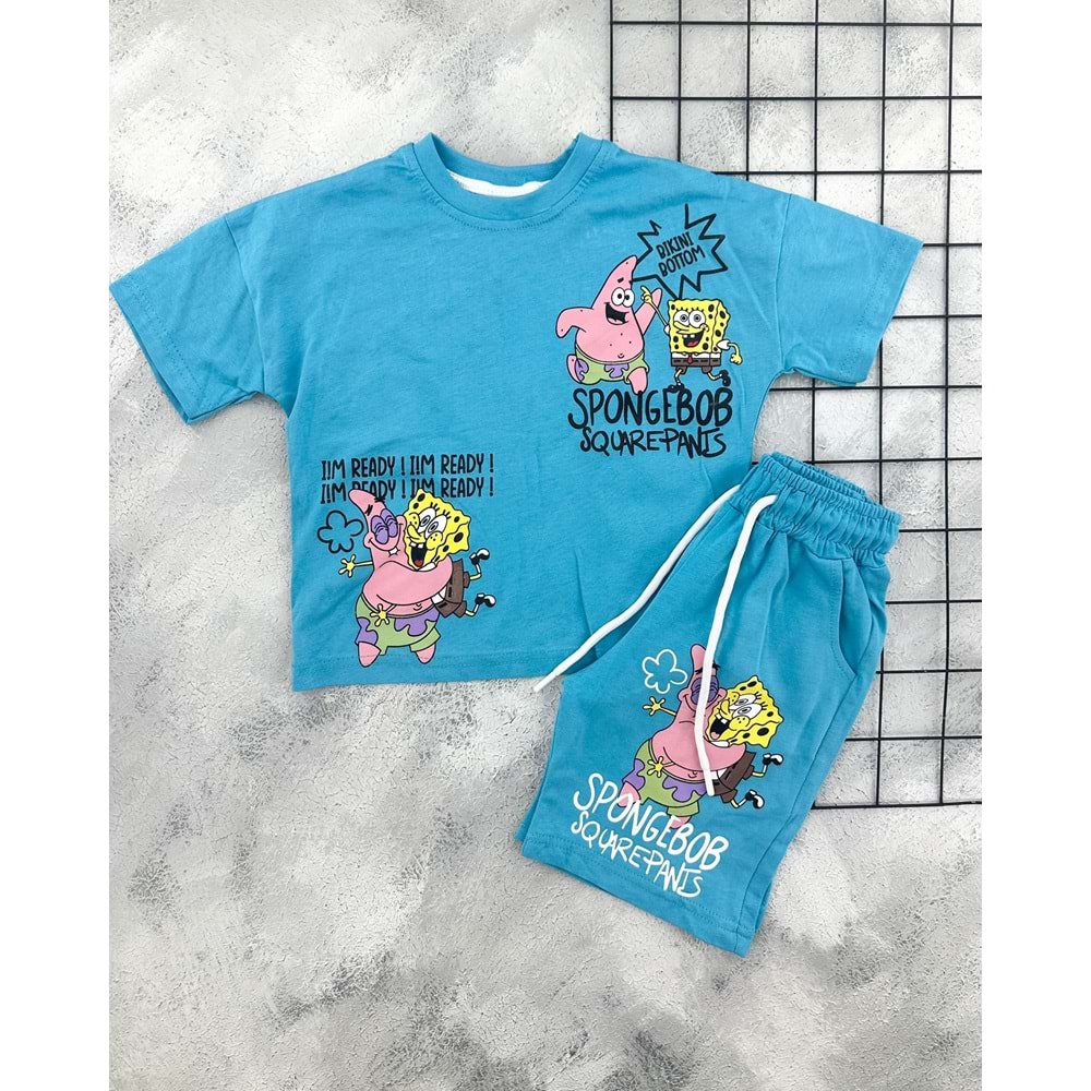 CİCİBOM 2006 SÜNGER BOB ŞORT TAKIM - TURKUAZ - 3-4 YAŞ