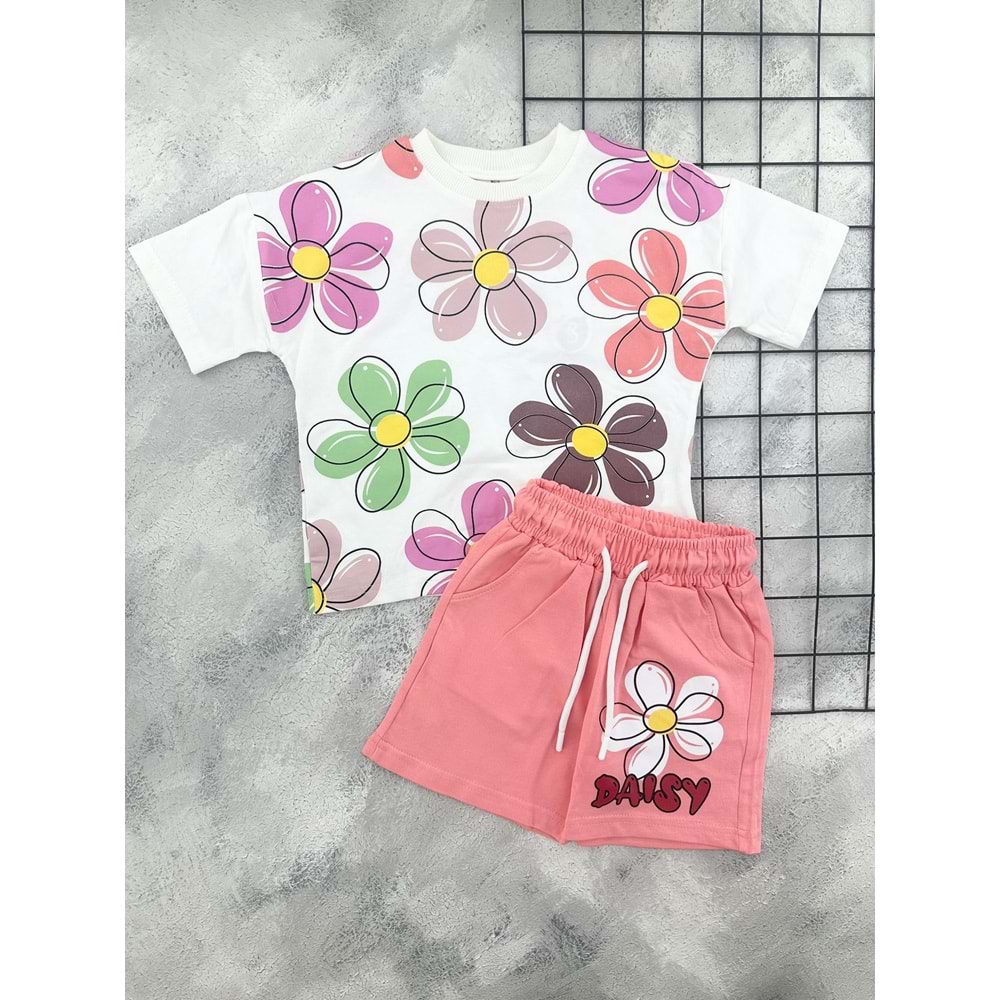 CİCİBOM 2007 PAPATYALAR ŞORT TAKIM - NAR ÇİÇEĞİ - 3-4 YAŞ