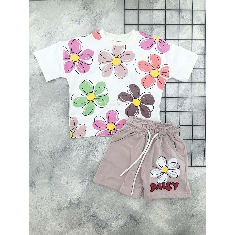 CİCİBOM 2007 PAPATYALAR ŞORT TAKIM - PUDRA - 7-8 YAŞ