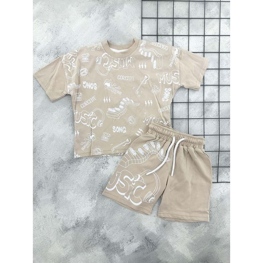 CİCİBOM 2010 KONSER TEMALI ŞORT TAKIM - BEJ - 1 YAŞ