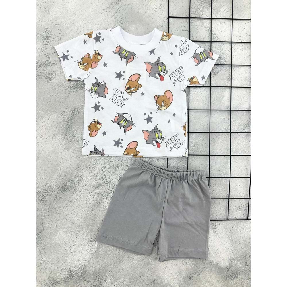 ERN BABY 0102 TOM VE JERRY ŞORT TAKIM - GRİ - 18 AY