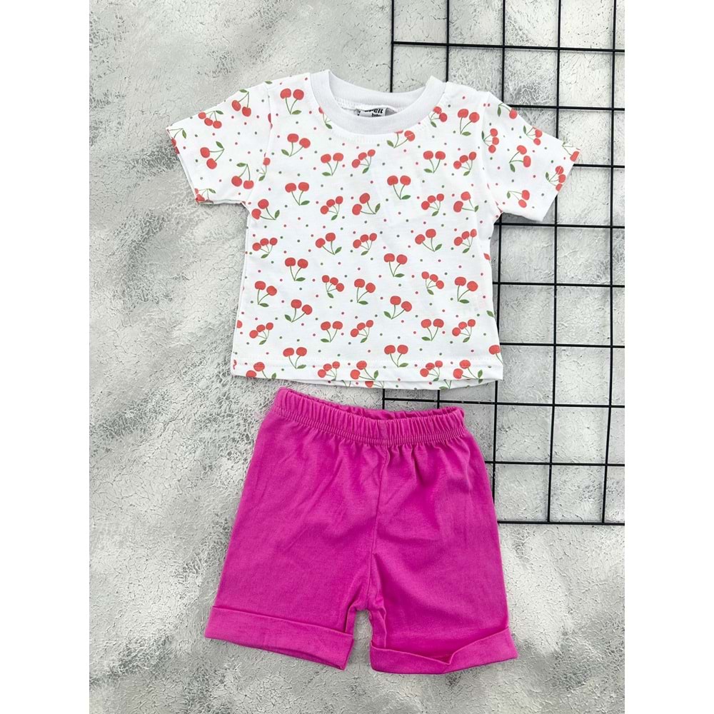 ERN BABY 0103 KİRAZ ŞORT TAKIM - FUŞYA - 9 AY