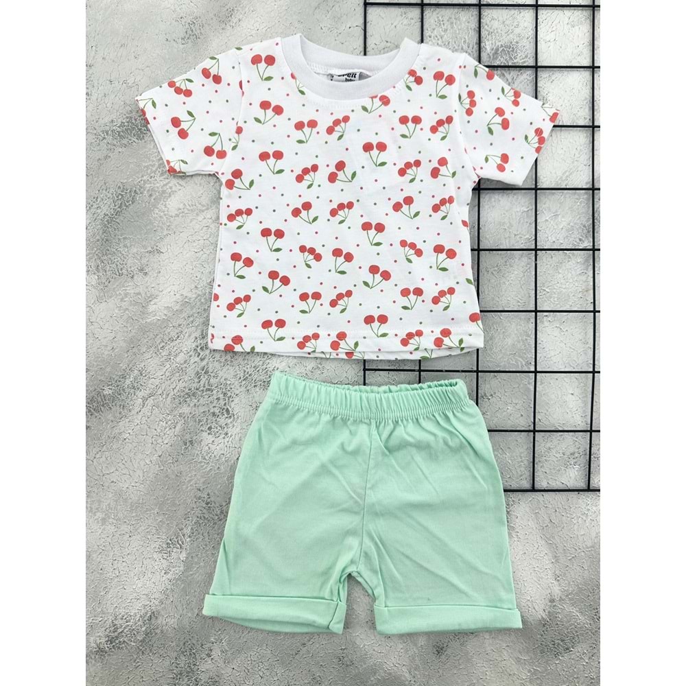 ERN BABY 0103 KİRAZ ŞORT TAKIM - MİND - 9 AY