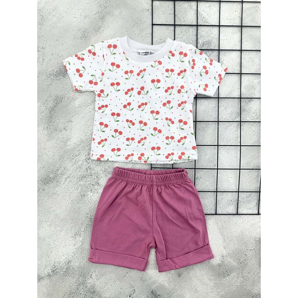 ERN BABY 0103 KİRAZ ŞORT TAKIM - MÜRDÜM - 18 AY