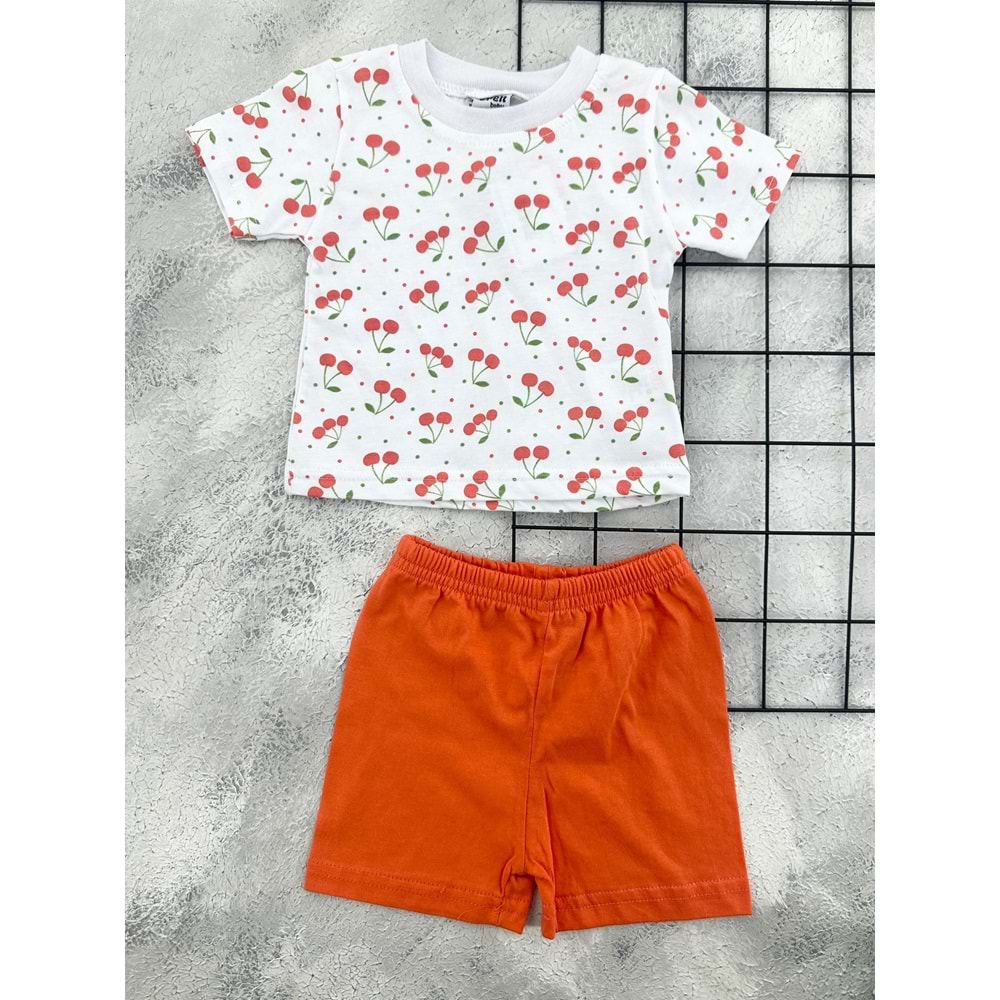ERN BABY 0103 KİRAZ ŞORT TAKIM - TURUNCU - 6 AY