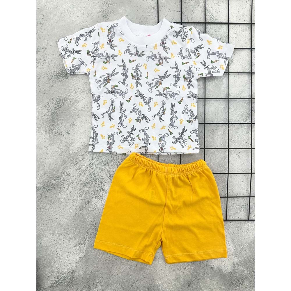 ERN BABY 0104 BUGS BUNNY ŞORT TAKIM - SARI - 6 AY