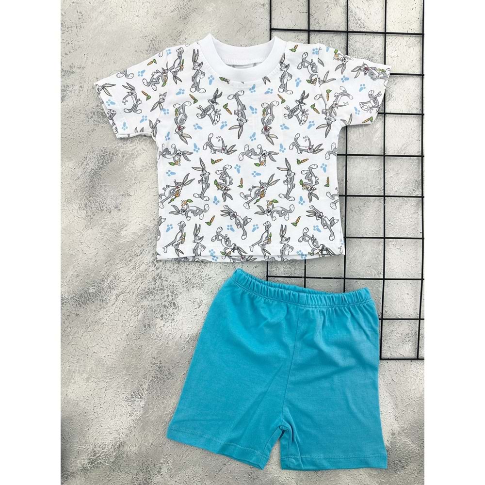 ERN BABY 0104 BUGS BUNNY ŞORT TAKIM - TURKUAZ - 6 AY