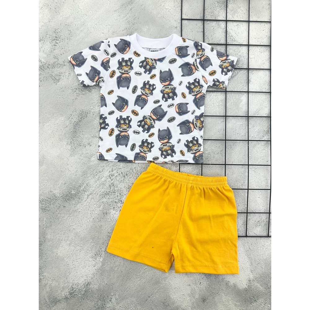 ERN BABY 0110 BATMAN ŞORT TAKIM - SARI - 12 AY