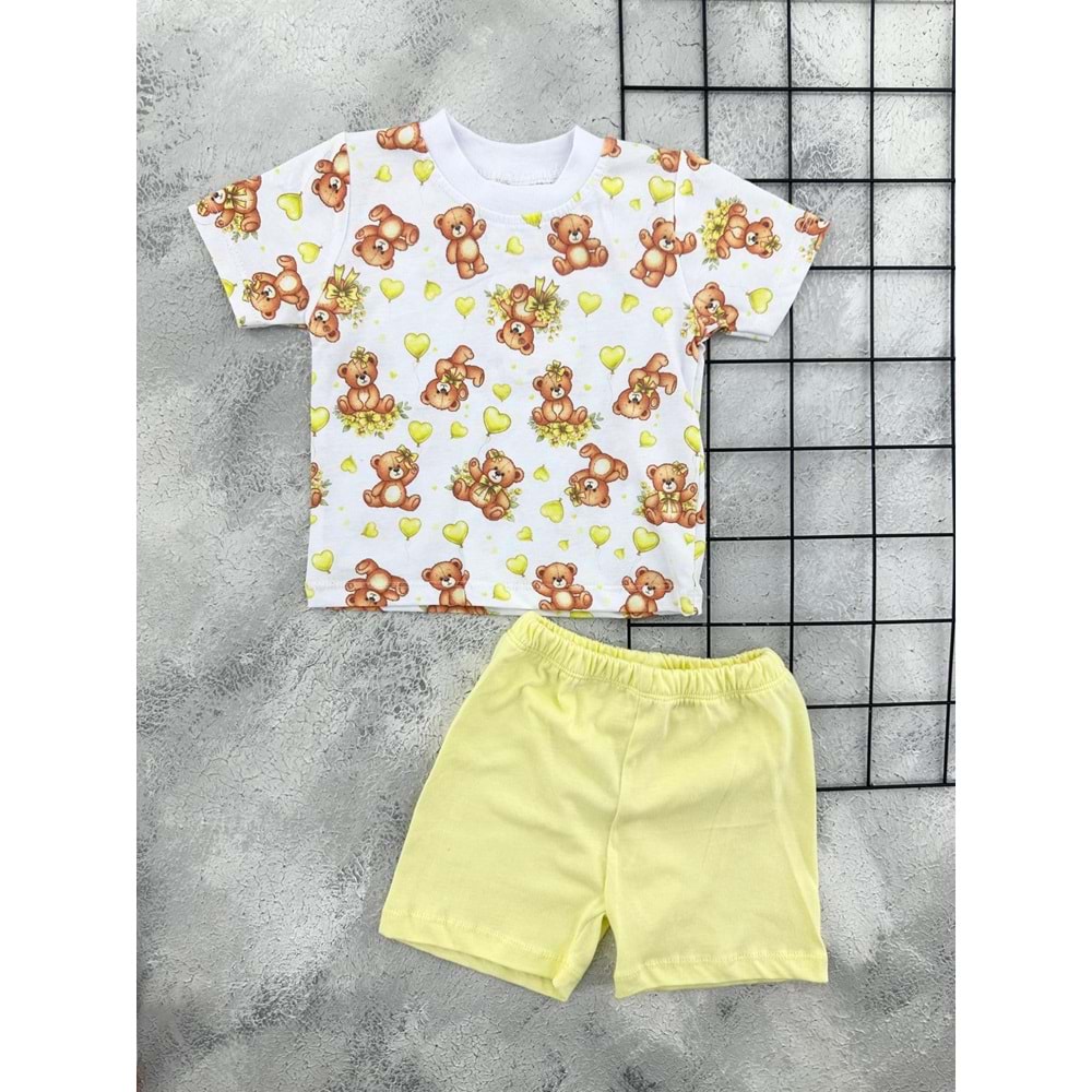 ERN BABY 0111 KALP AYICIK ŞORT TAKIM - SARI - 6 AY