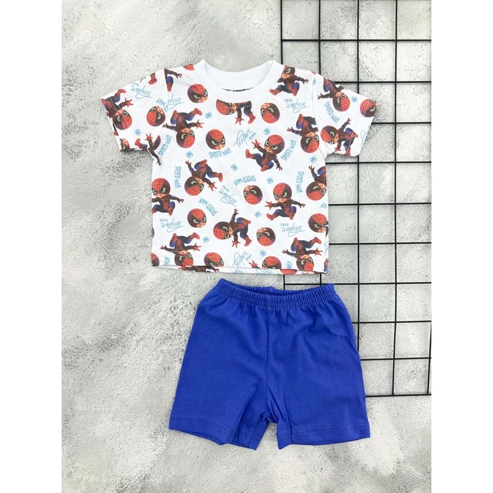ERN BABY 0112 SPİDERMAN ŞORT TAKIM - SAX MAVİ - 6 AY