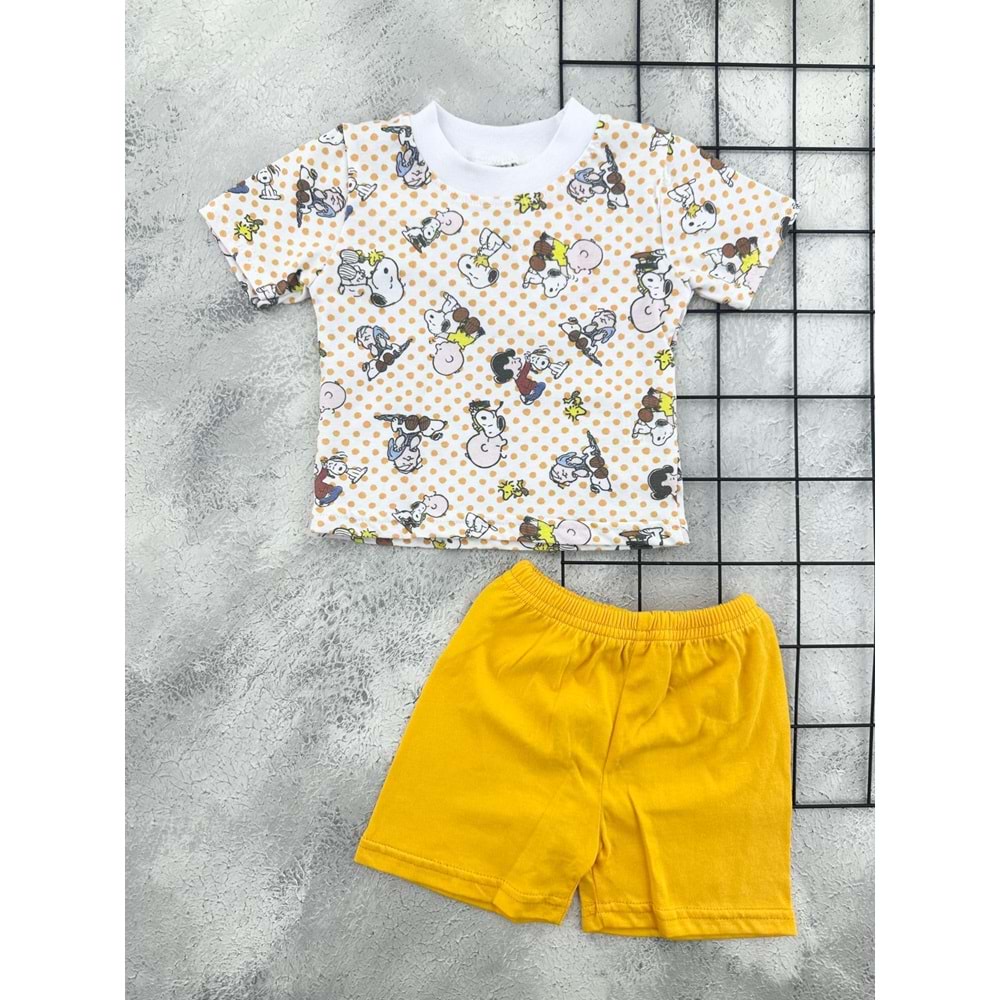 ERN BABY 0114 SNOOPY ŞORT TAKIM - SARI - 24 AY