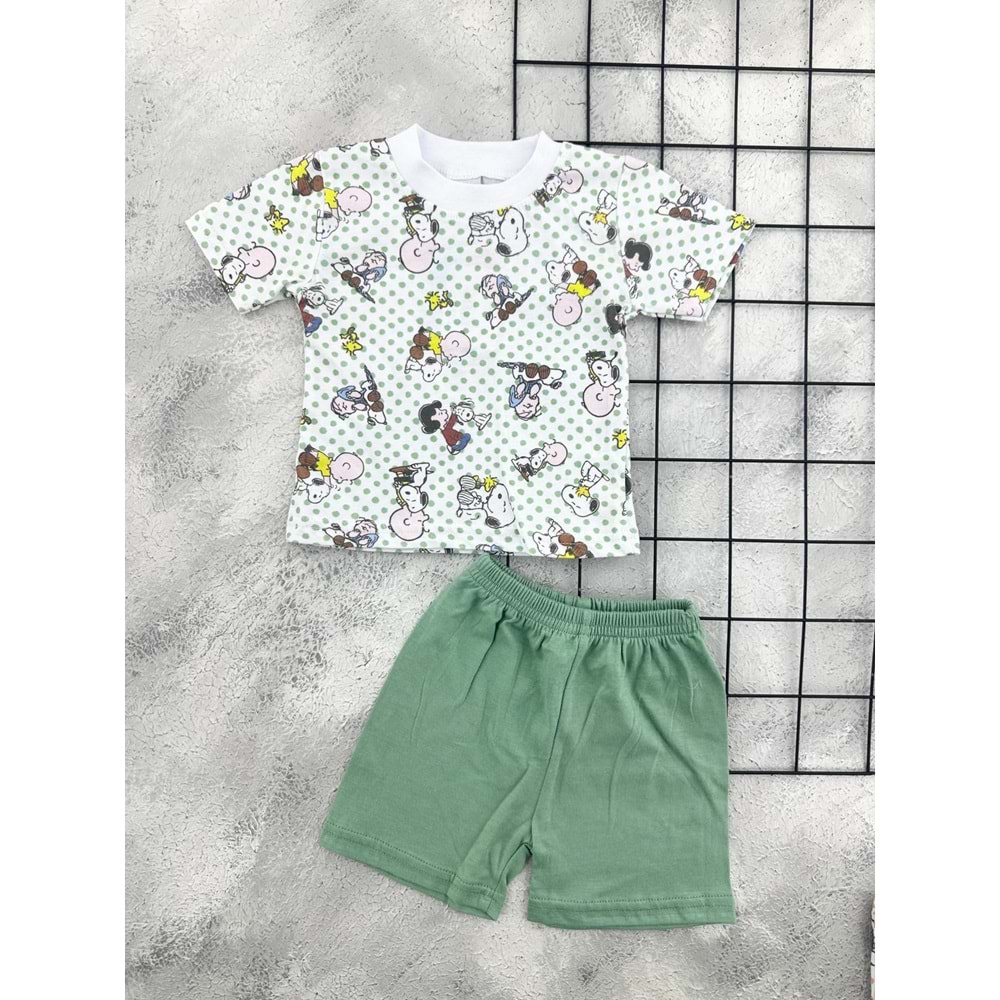 ERN BABY 0114 SNOOPY ŞORT TAKIM - YEŞİL - 6 AY