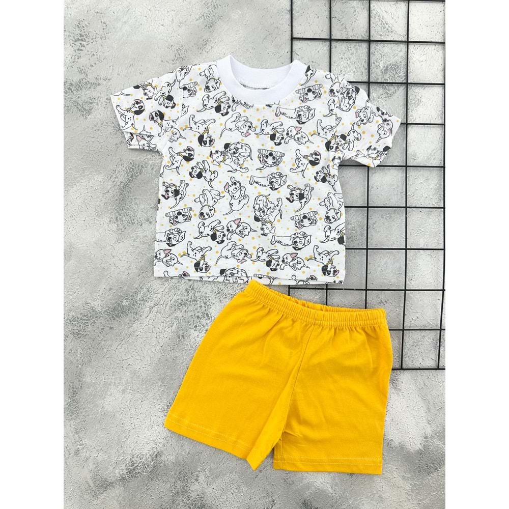 ERN BABY 0116 DALMAÇYALI ŞORT TAKIM - SARI - 6 AY