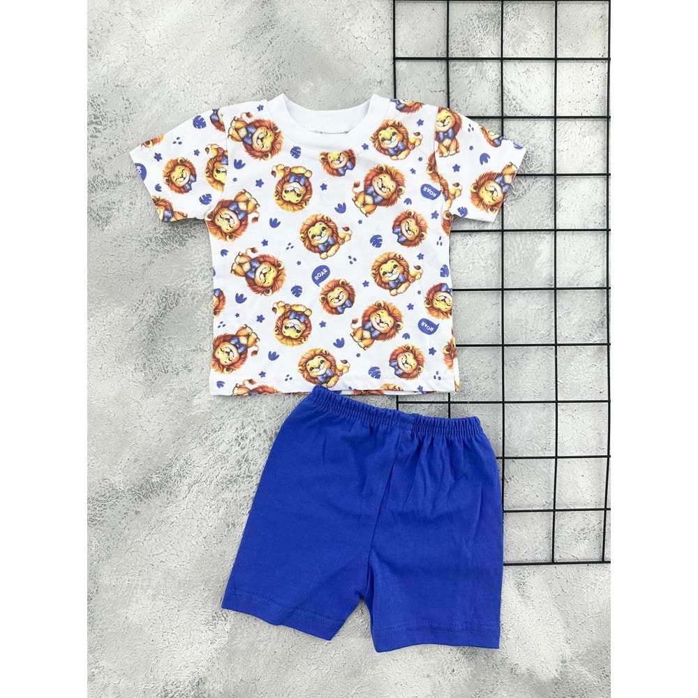 ERN BABY 0117 ASLANBAŞ ŞORT TAKIM - SAX MAVİ - 6 AY