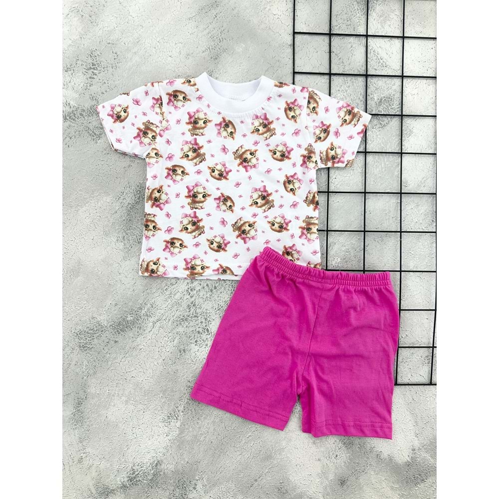 ERN BABY 0119 FİYONK KUZU ŞORT TAKIM - FUŞYA - 12 AY