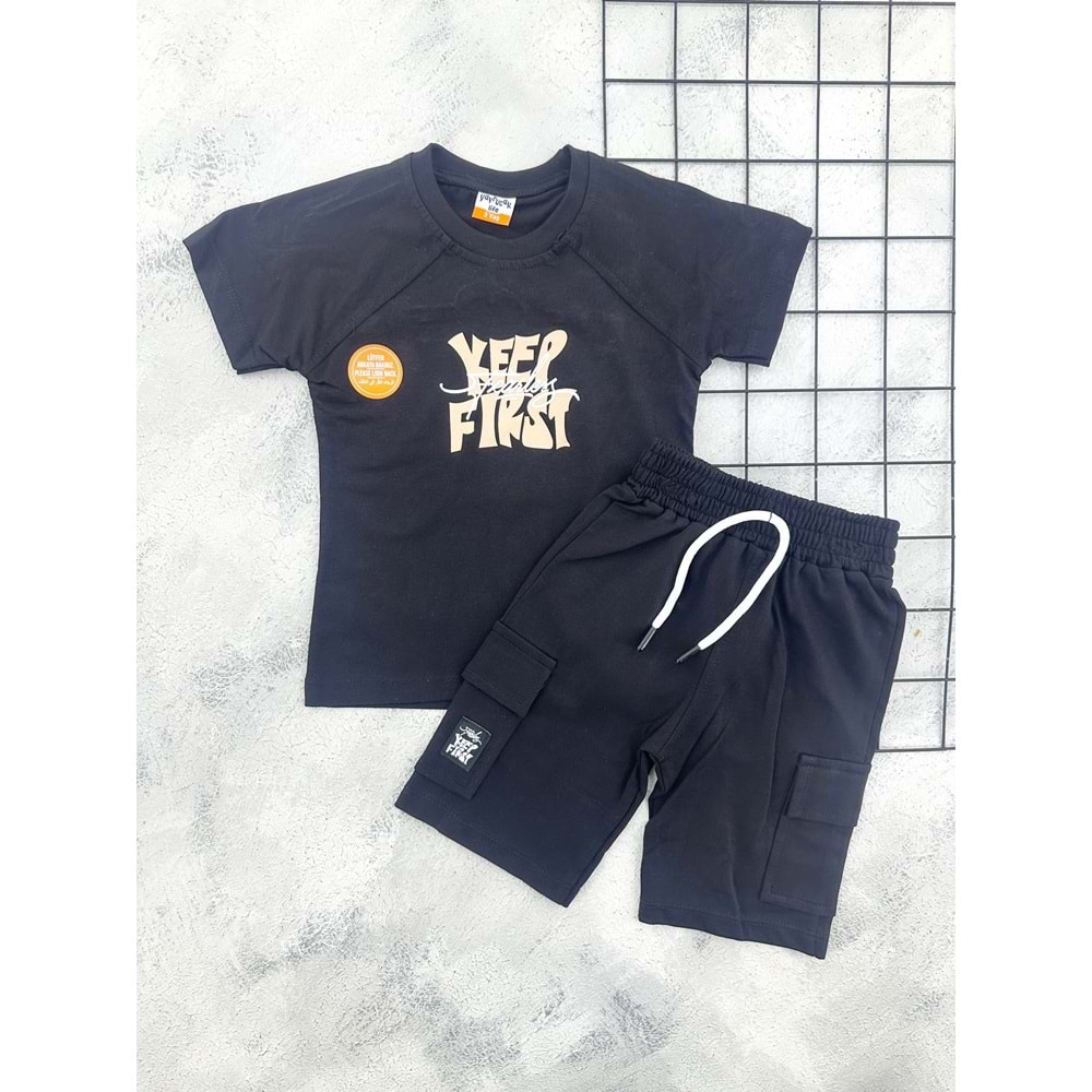 YAVRUCAK 5009 KEEP FIRST ŞORT TAKIM - SİYAH - 6 YAŞ