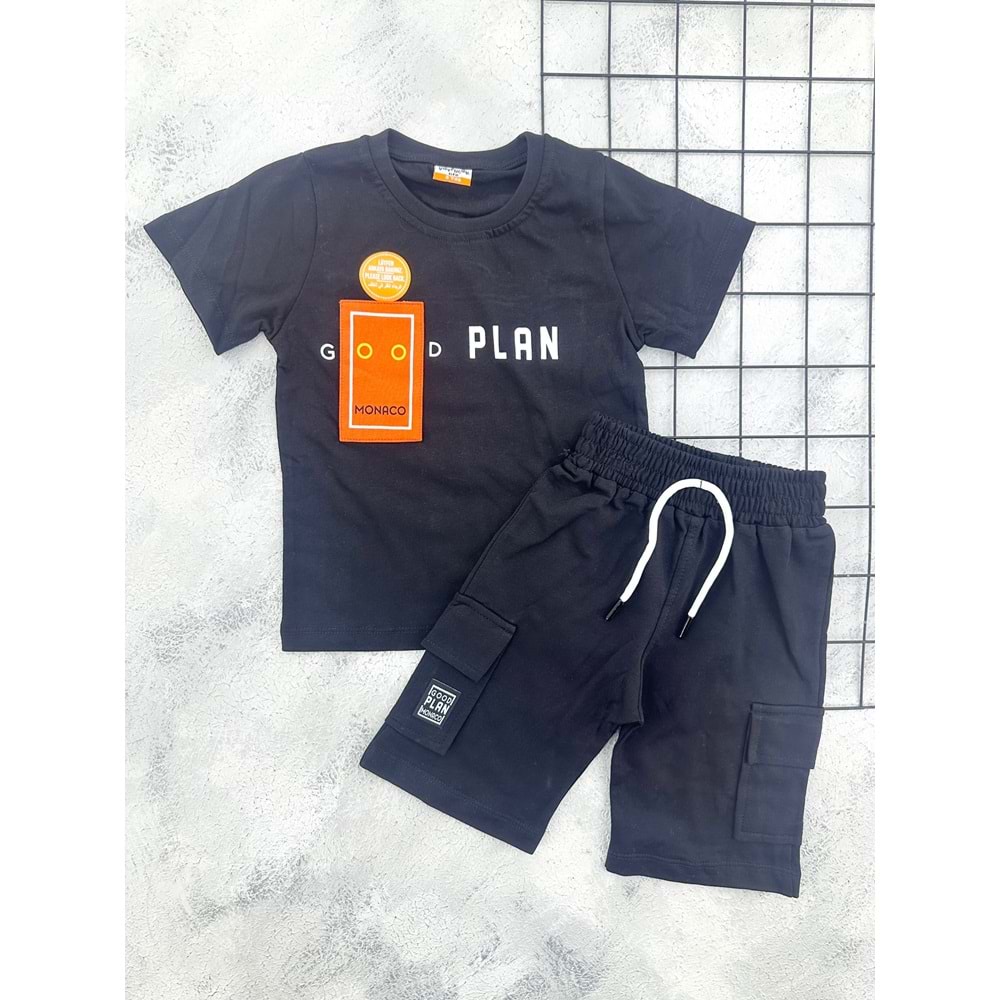 YAVRUCAK 5024 GOOD PLAN ŞORT TAKIM - SİYAH - 3 YAŞ