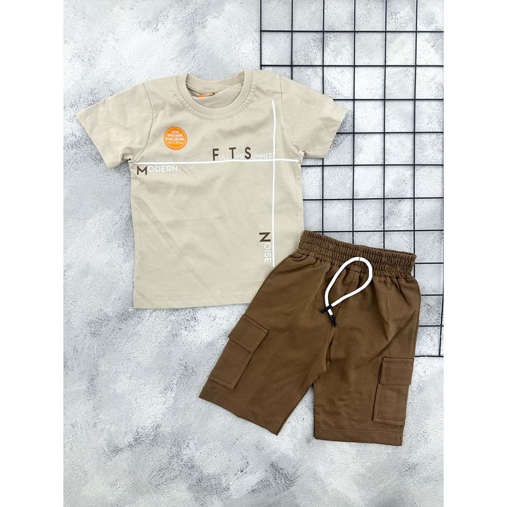 YAVRUCAK 5013 FULL TIME SUMMER ŞORT TAKIM - BEJ - 3 YAŞ