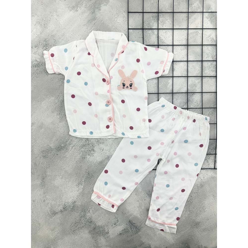 POLİFON 4067 PUANLI TAVŞAN PİJAMA TAKIM - BEYAZ - 5 YAŞ