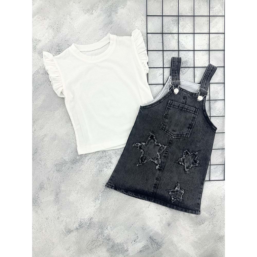 HEROX YILDIZ KABARTMALI KOT JİLE BLUZ SİYAH - 4 YAŞ