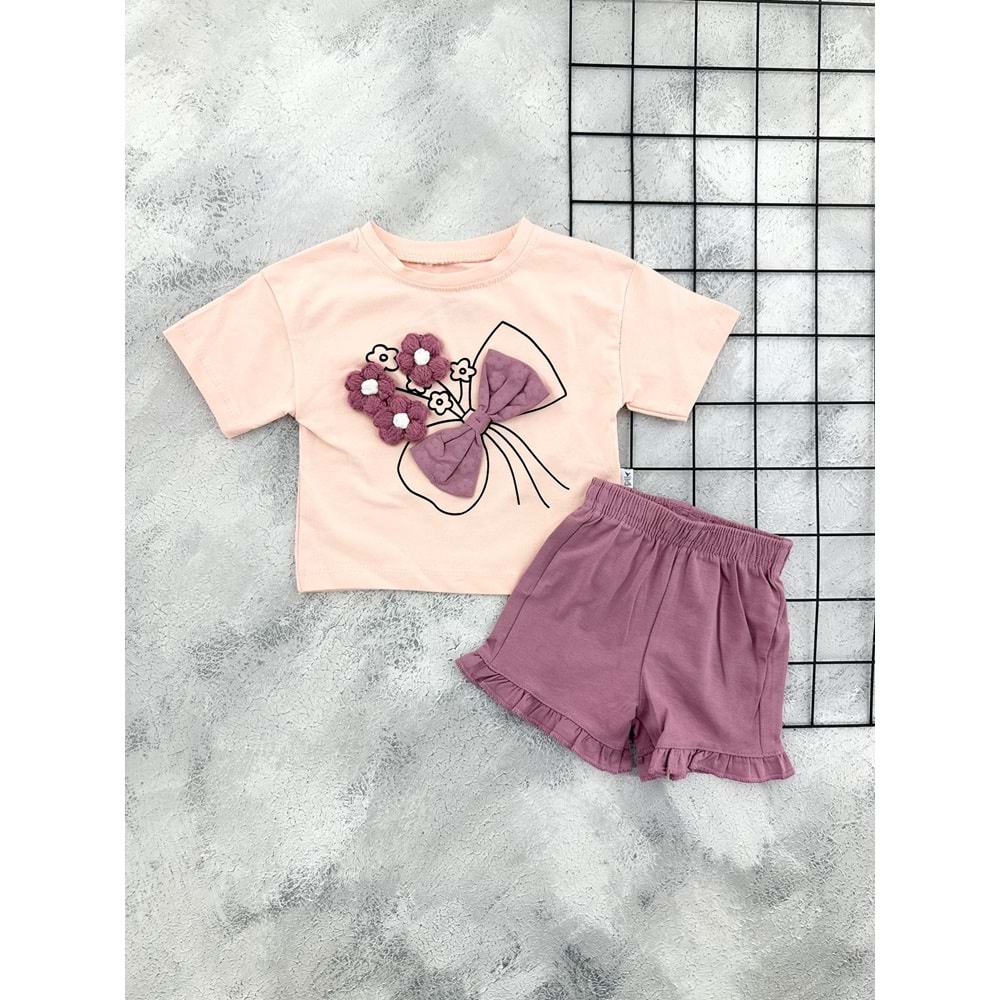 NAZAR 26479 ÖRME ÇİÇEK FİYONKLU TAKIM - SOMON - 9 AY