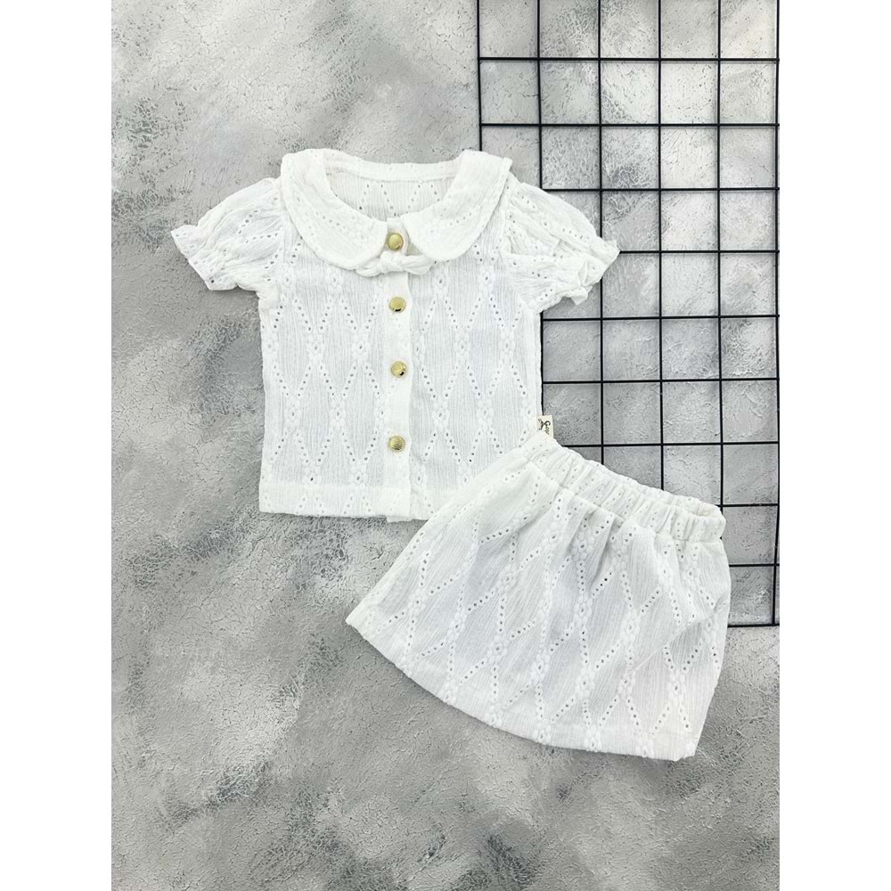 COŞAY 26124 GÜPÜRLÜ BEBE TAKIM BEYAZ - 12-18 AY