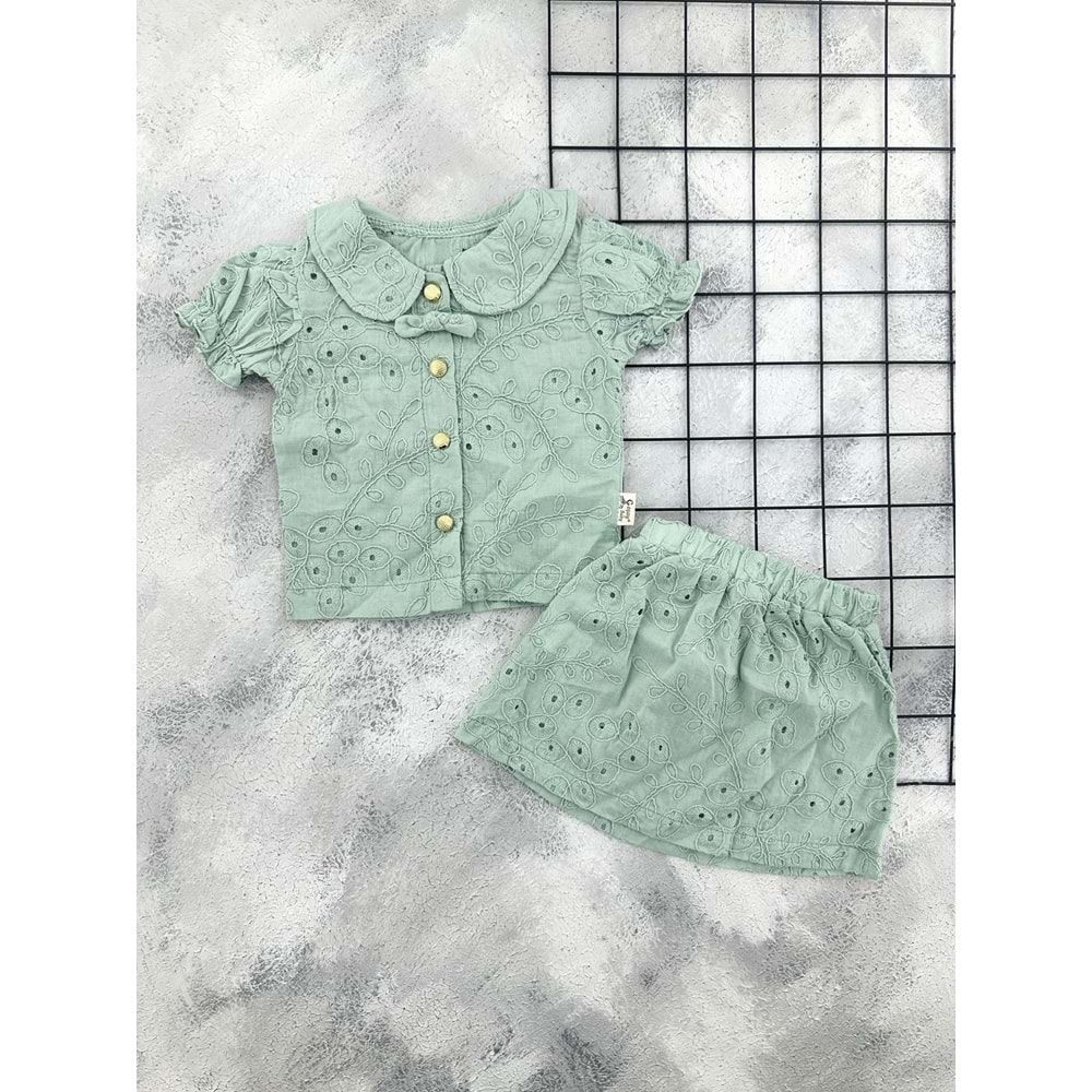 COŞAY 26124 GÜPÜRLÜ BEBE TAKIM YEŞİL - 9-12 AY