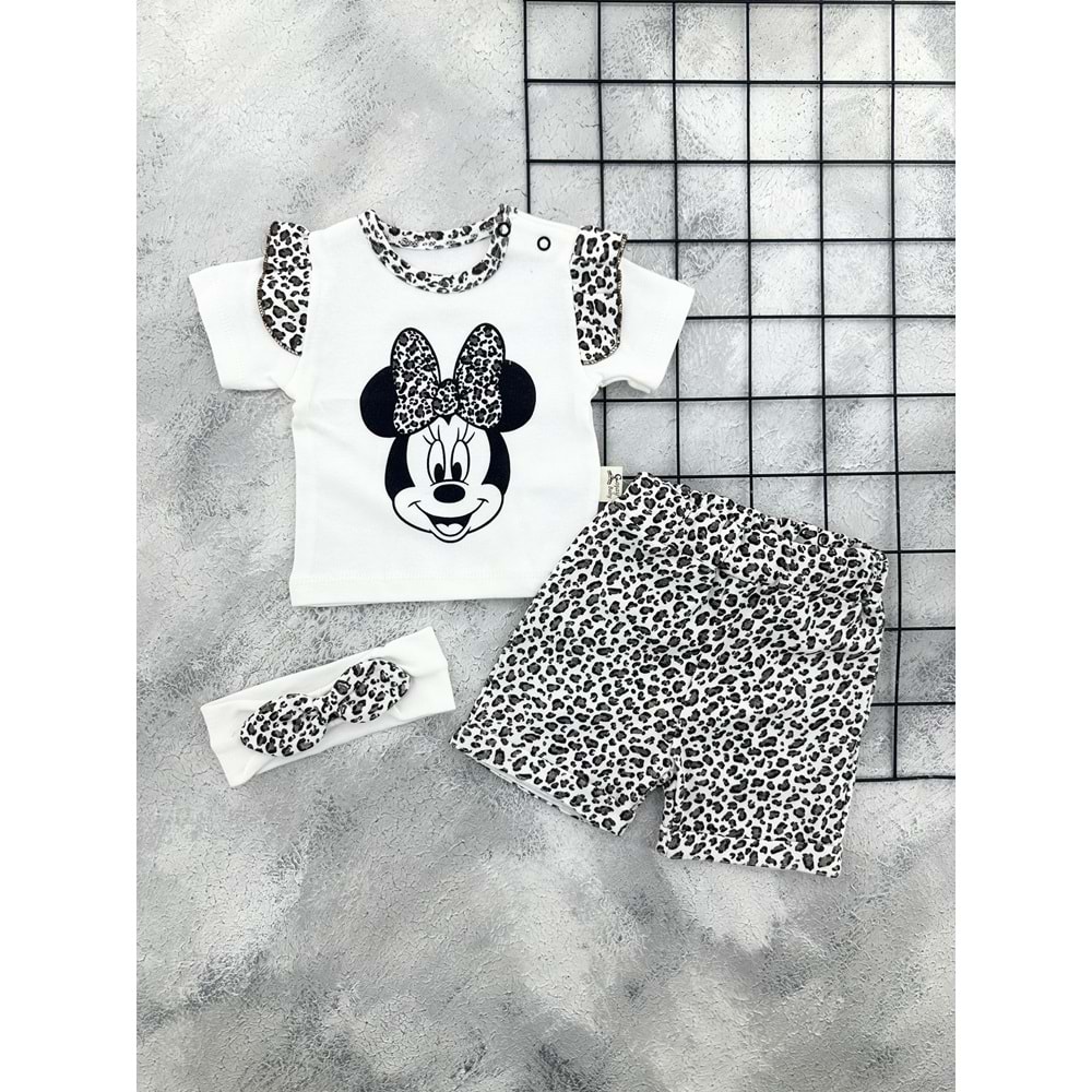 COŞAY 26102 MİNNİE MOUSE ŞORTLU TAKIM - BEYAZ - 3-6 AY