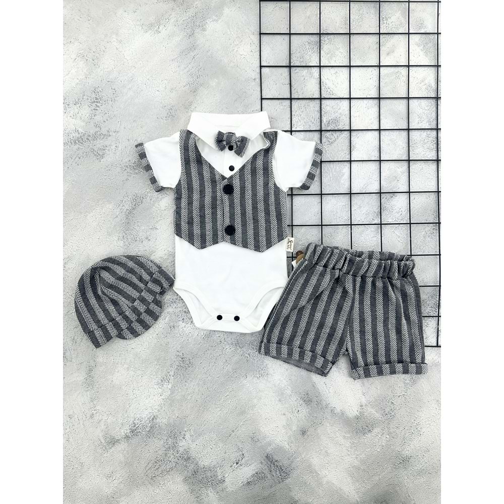 COŞAY 26105 PAPYON KASKET BADİLİ TAKIM - GRİ - 12-18 AY