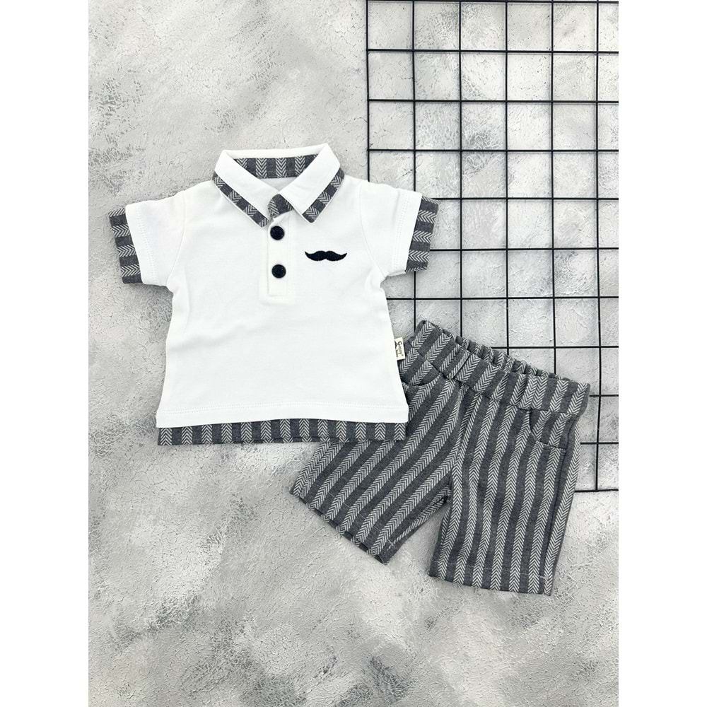 COŞAY 26112 BIYIK NAKIŞLI YAKALI TAKIM - GRİ - 9-12 AY