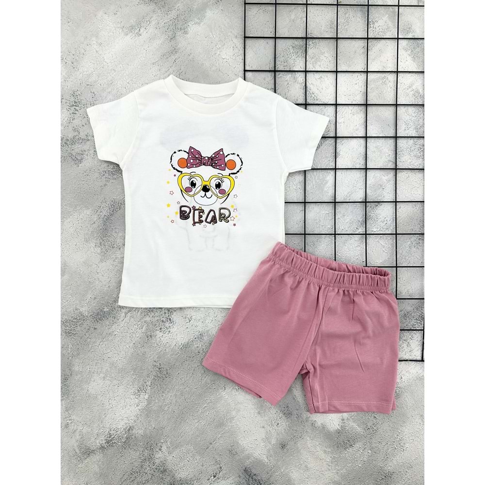 BAMBU 61303 FİYONK BEAR ŞORT TAKIM - KREM - 4 YAŞ