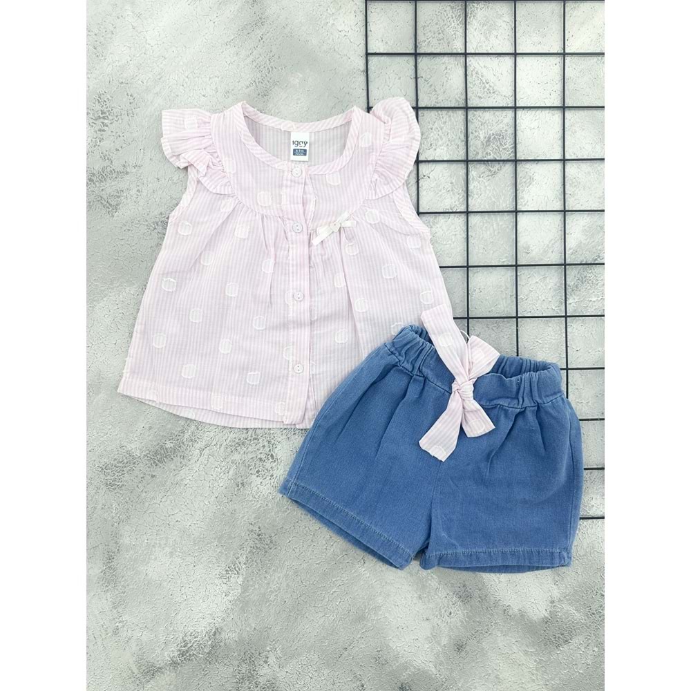 BEBİÇO 26110 KIZ GÖMLEKLİ TAKIM - PEMBE - 6-9 AY