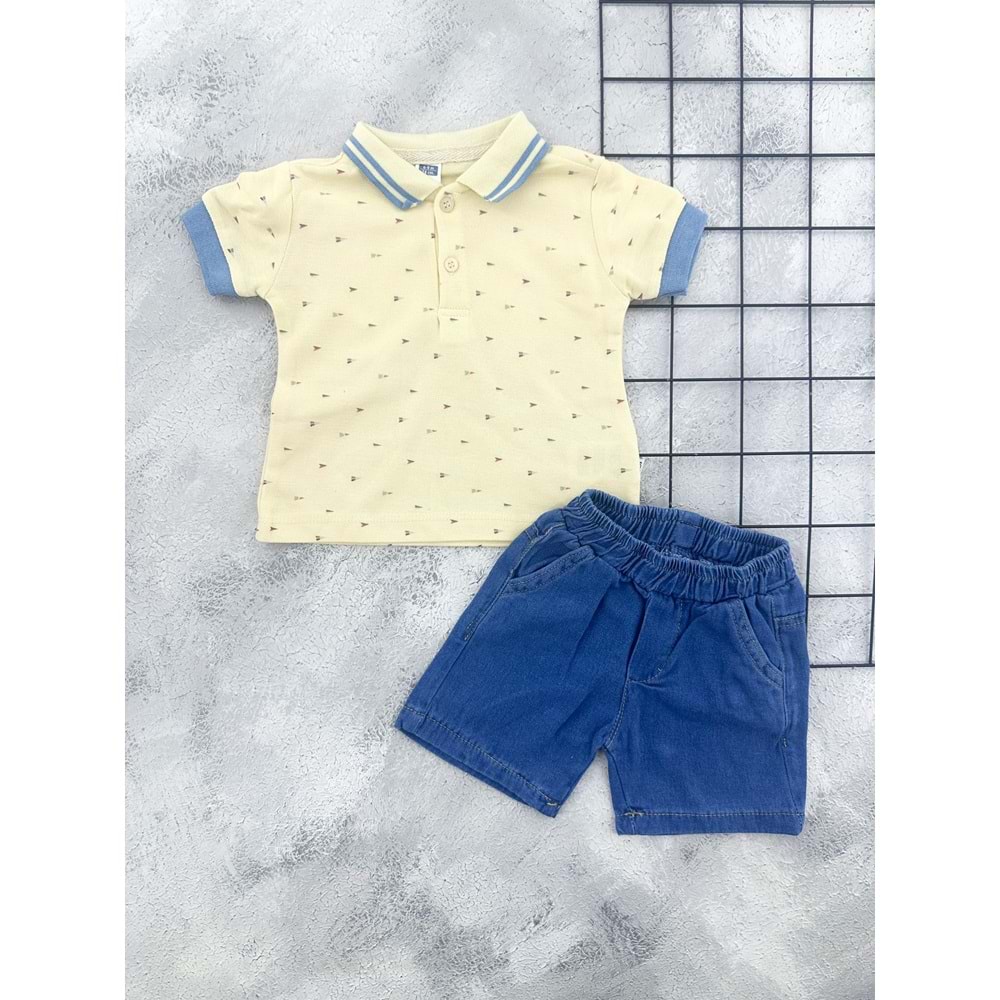 BEBİÇO 26175 LAKOS MİNİK OKLAR ŞORT TAKIM - SARI - 6-9 AY