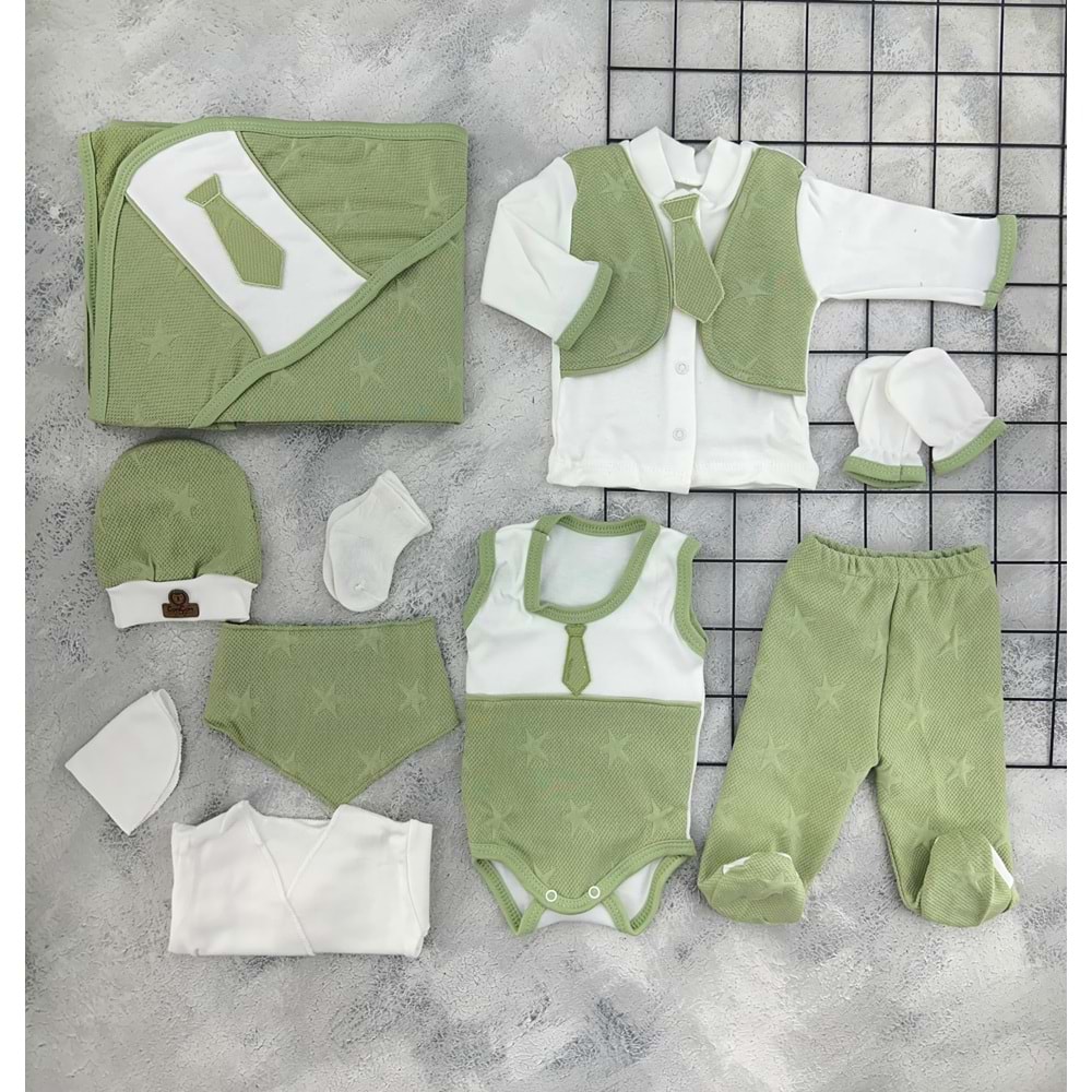 CONCON 10 LU ORGANİC SET SUIT KRAVATLI YEŞİL
