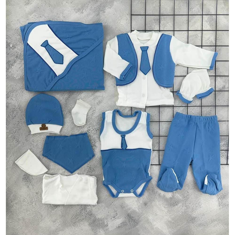 CONCON 10 LU ORGANİC SET SUIT KRAVATLI MAVİ