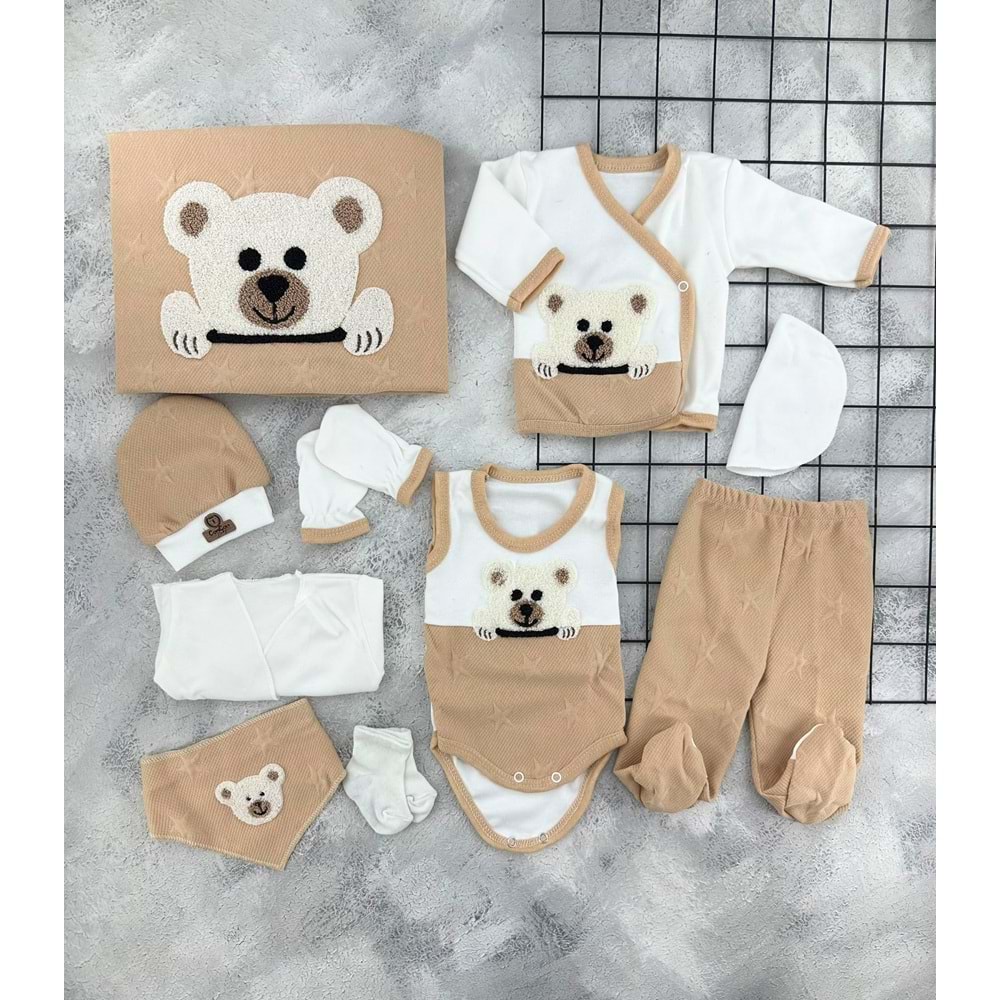 CONCON 10 LU ORGANİC SET SEVİMLİ AYI KAHVE