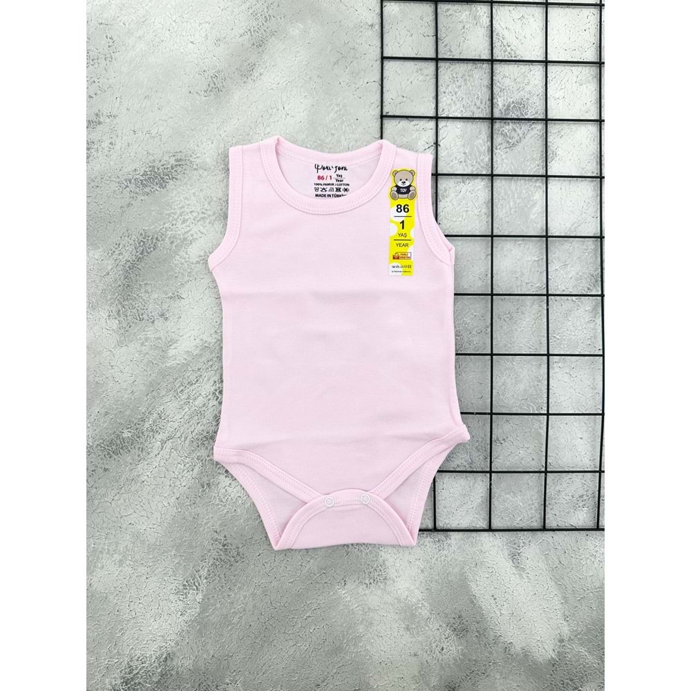 POLİFONİ 10019 DÜZ ÇITÇITLI BADİ - PEMBE - 1 YAŞ