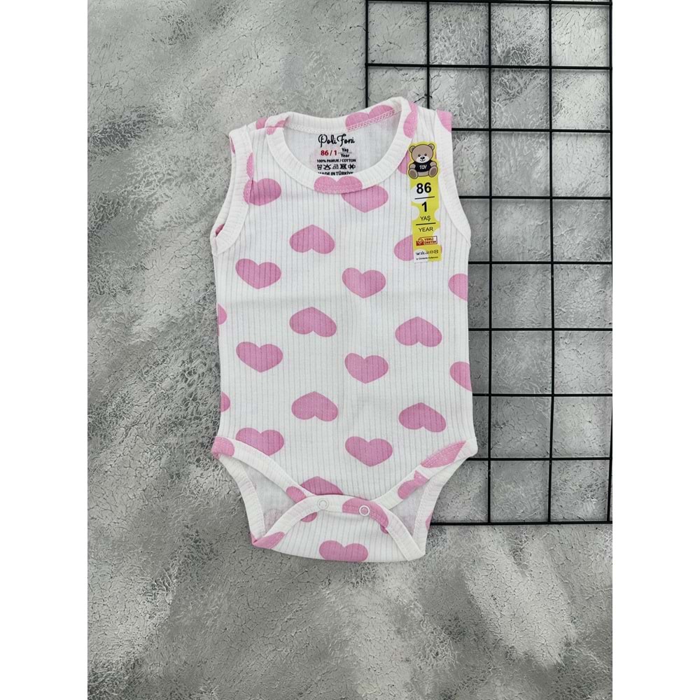 POLİFONİ 10004 KALPLİ ÇITÇITLI BADİ - PEMBE - 2 YAŞ