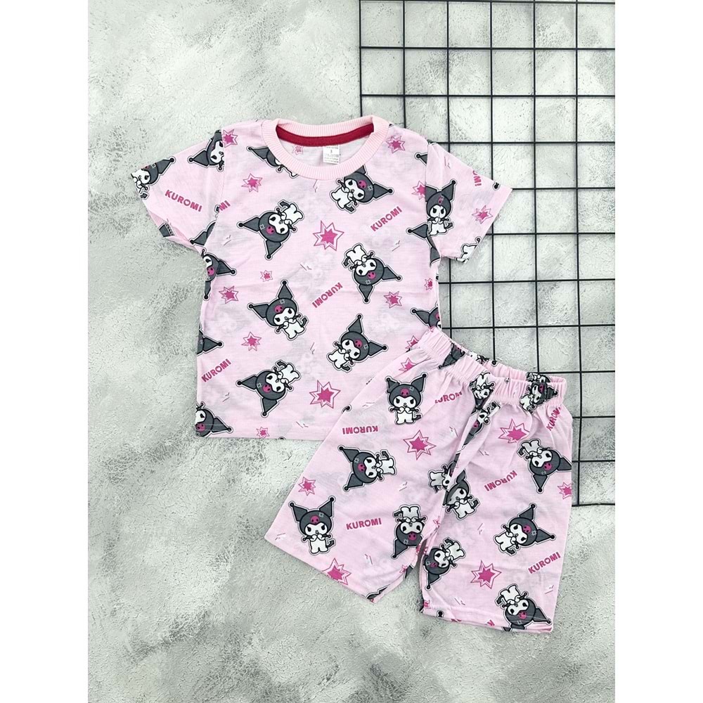 MRS 6080 KUROMİ DESEN ŞORTLU TAKIM - PEMBE - 4 YAŞ