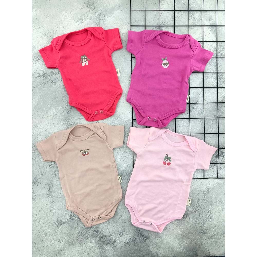 BABYZUHU 4 LÜ YARIM KOL BADİ SET - KIZ (0-12 AY)