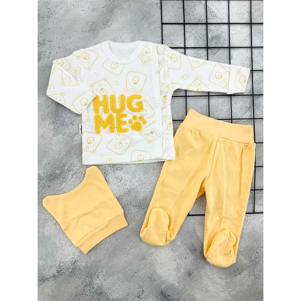BABYCAN 9436 HUG ME 3 LÜ ZIBIN TAKIM - SARI - 0-3 AY