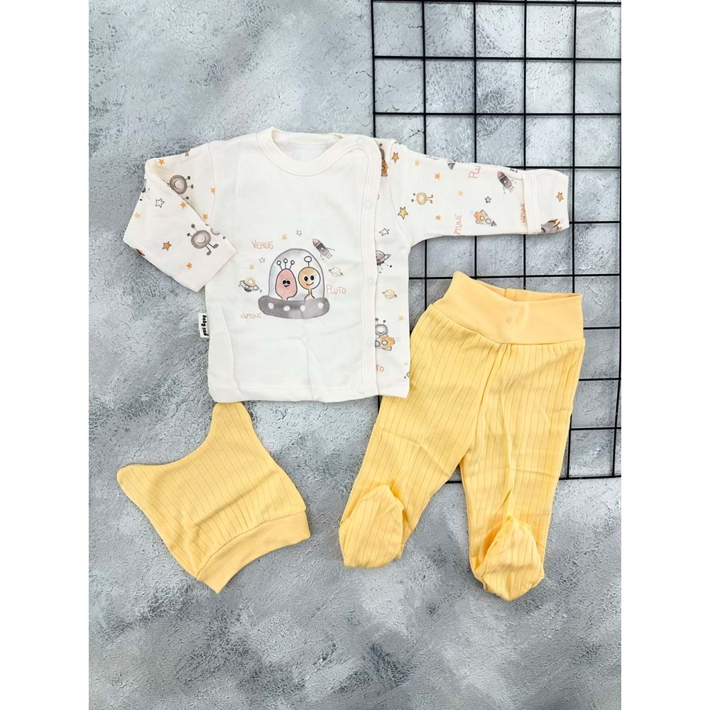 BABYCAN 9454 UZAYLI 3 LÜ ZIBIN TAKIM - SARI - 0-3 AY