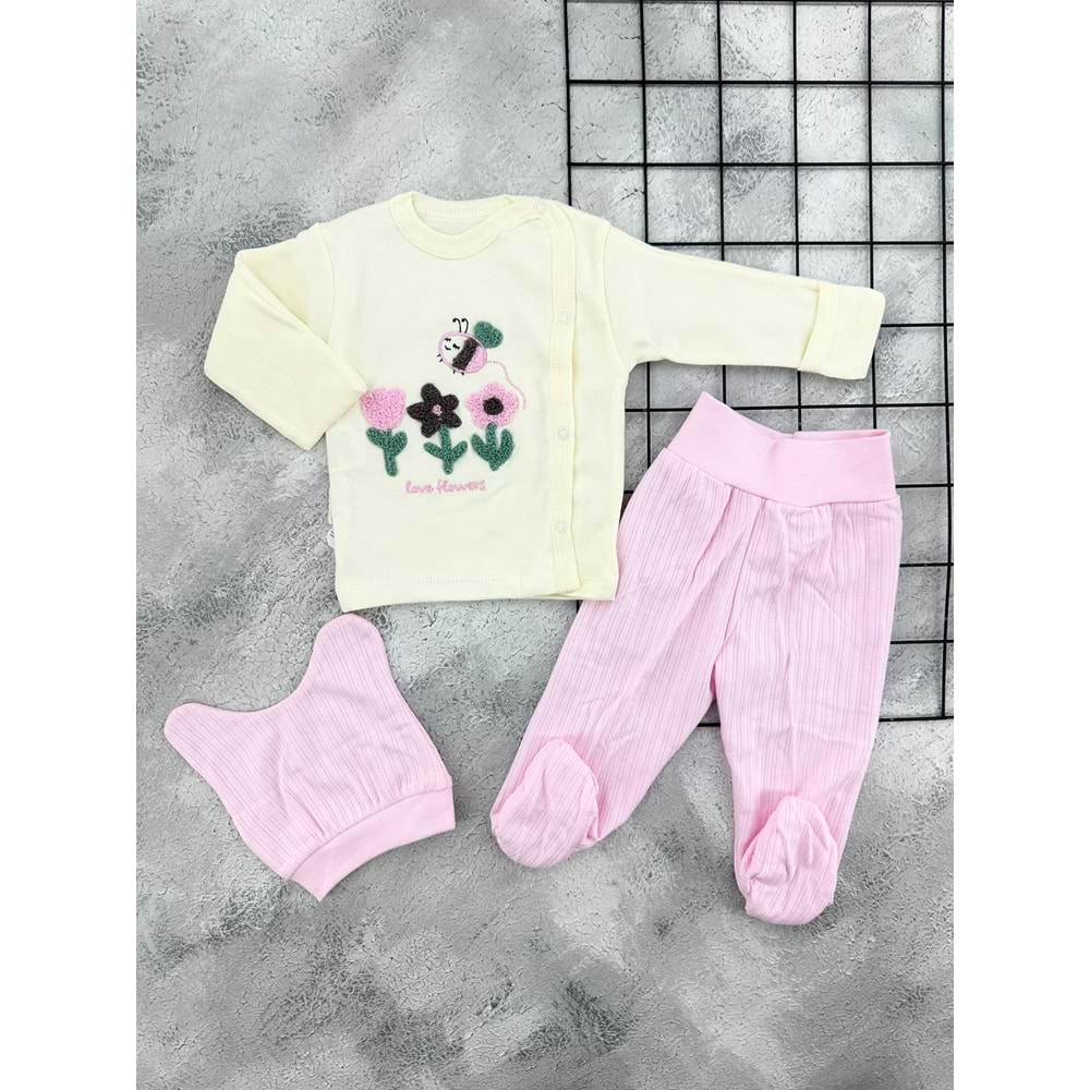 BABYCAN 9404 LALE ARI 3 LÜ ZIBIN TAKIM - PEMBE - 0-3 AY